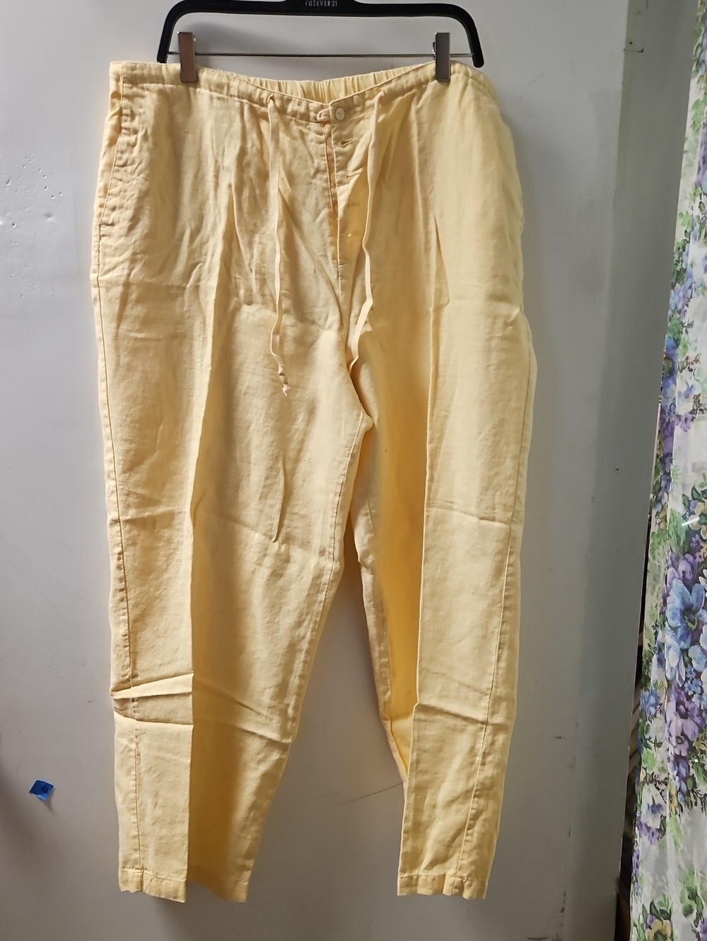Chadwick's Light Yellow Women's Linen-Blend Drawstring Pants
